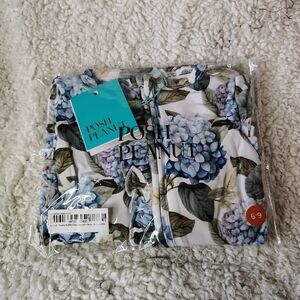 Posh Peanut Blue Floral Hydrangea Print Kids Pajamas